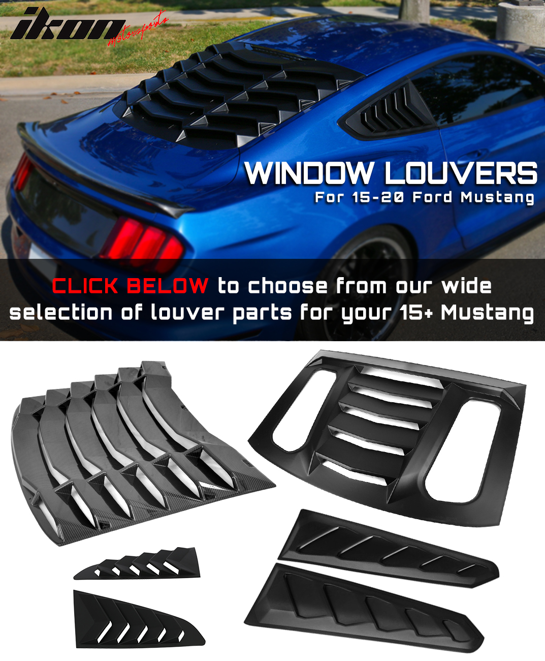 Window Louvers Window Louvers Fits 20152020 Ford Mustang IKON Style